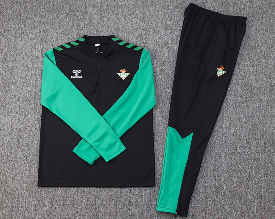 Real Betis Black Halfzip Tracksuit 22/23