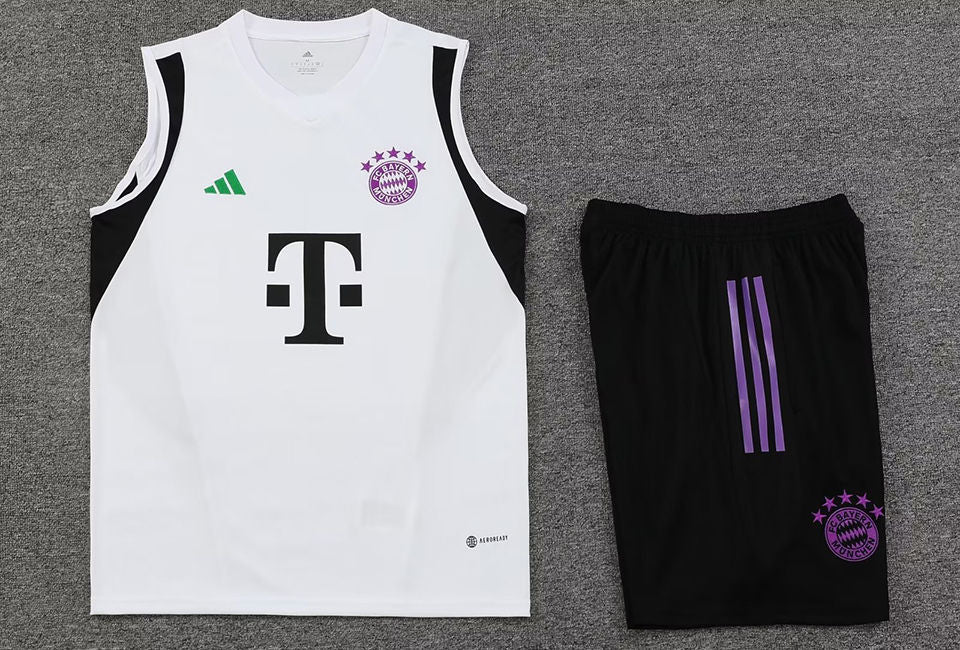 Bayern White Short Training Set No Sleeves 23/24