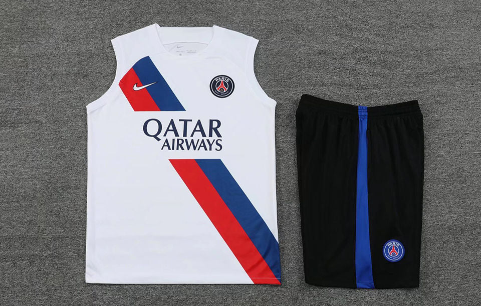 PSG White Short Training Set No Sleeves 23/24
