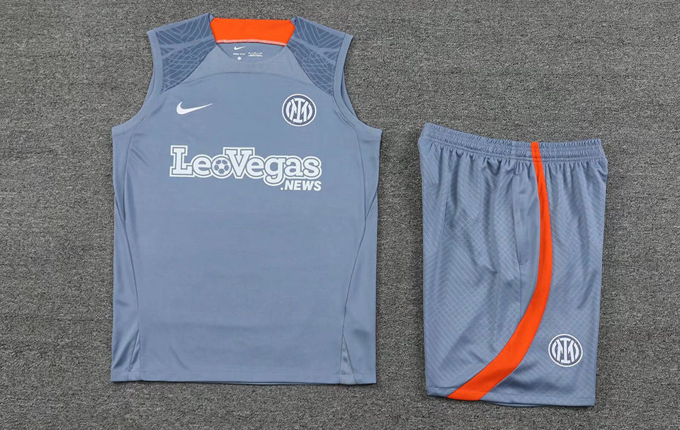 Inter Milan Grey Short Training Set No Sleeves 23/24