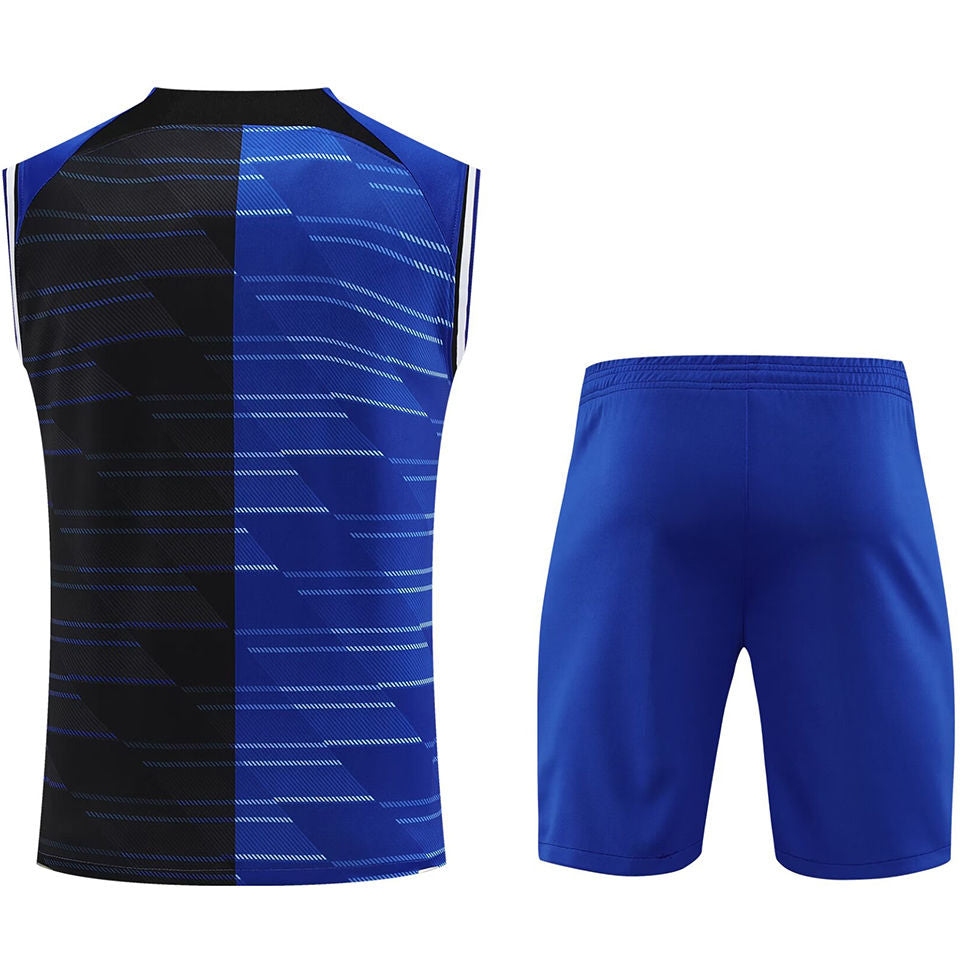 Inter Milan Black/Blue Paramount + Short Training Set No Sleeves 24/25