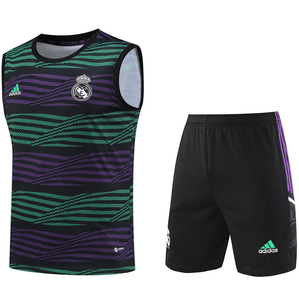 Real Madrid Purple/Green Short Training Set No Sleeves 23/24