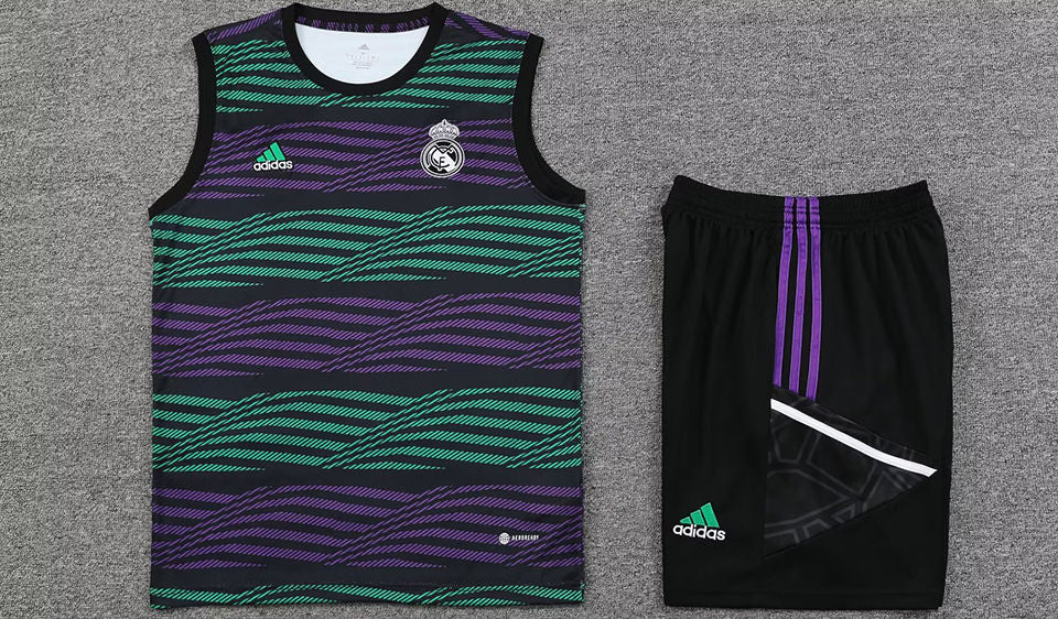 Real Madrid Purple/Green Short Training Set No Sleeves 23/24