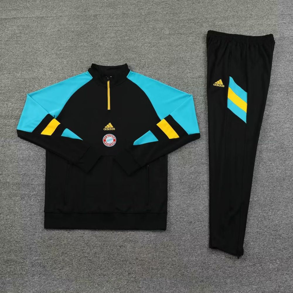 Bayern Black/Light Blue Halfzip Tracksuit 23/24