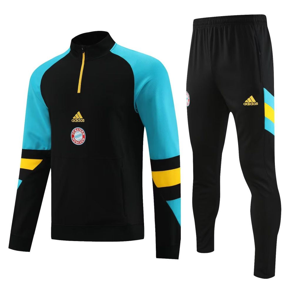 Bayern Black/Light Blue Halfzip Tracksuit 23/24