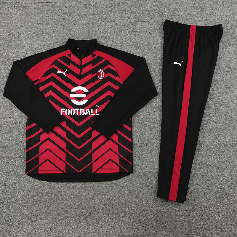 Ac Milan Black/Red Halfzip Tracksuit 23/24