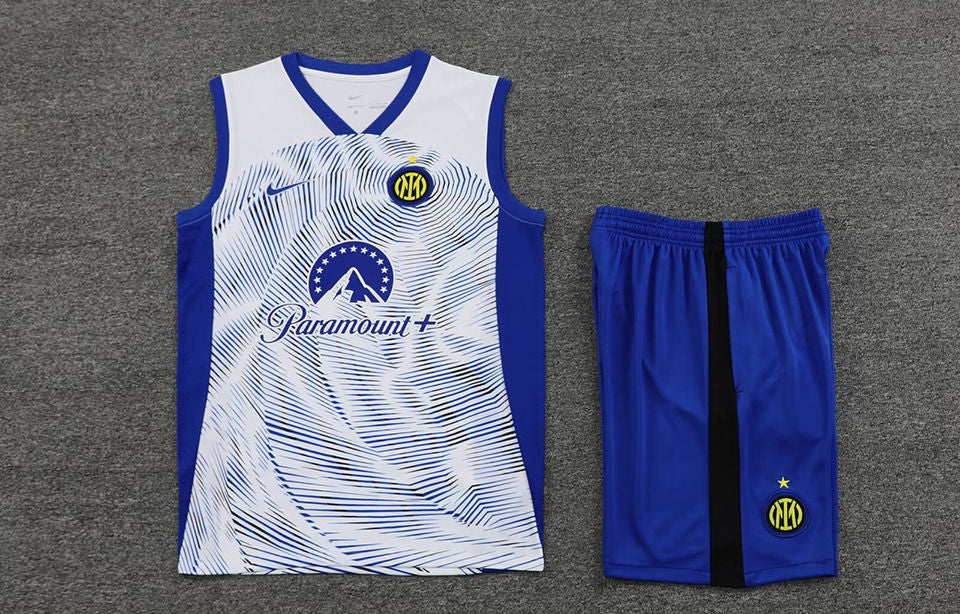 Inter Milan White Paramount + Short Training Set No Sleeves 24/25