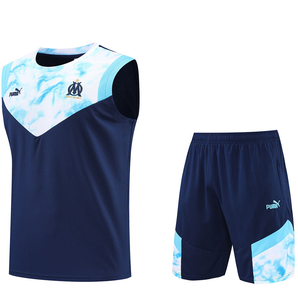 Marseille Dark Blue Short Training Set No Sleeves 22/23