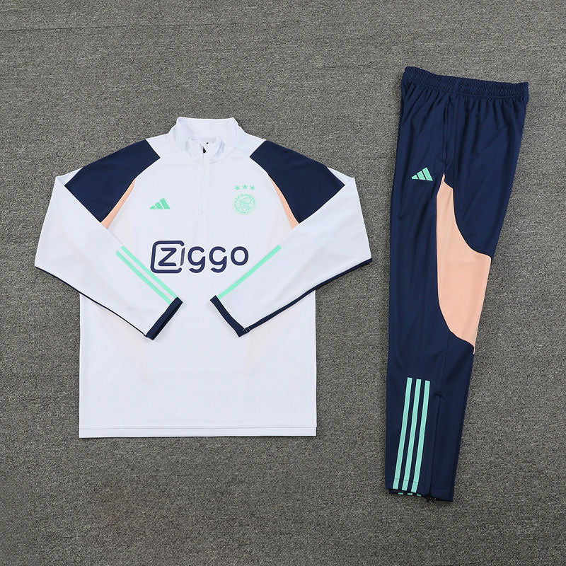 Ajax White Halfzip Tracksuit 23/24