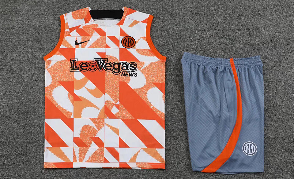 Inter Milan Orange Short Training Set No Sleeves 23/24