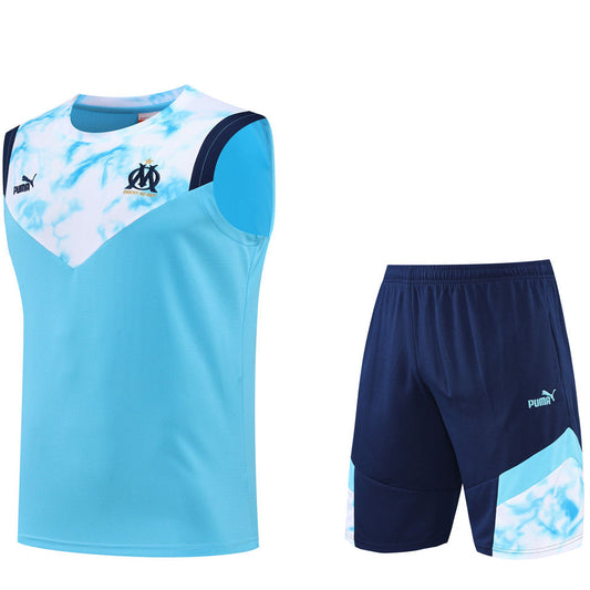 Marseille Light Blue Short Training Set No Sleeves 22/23