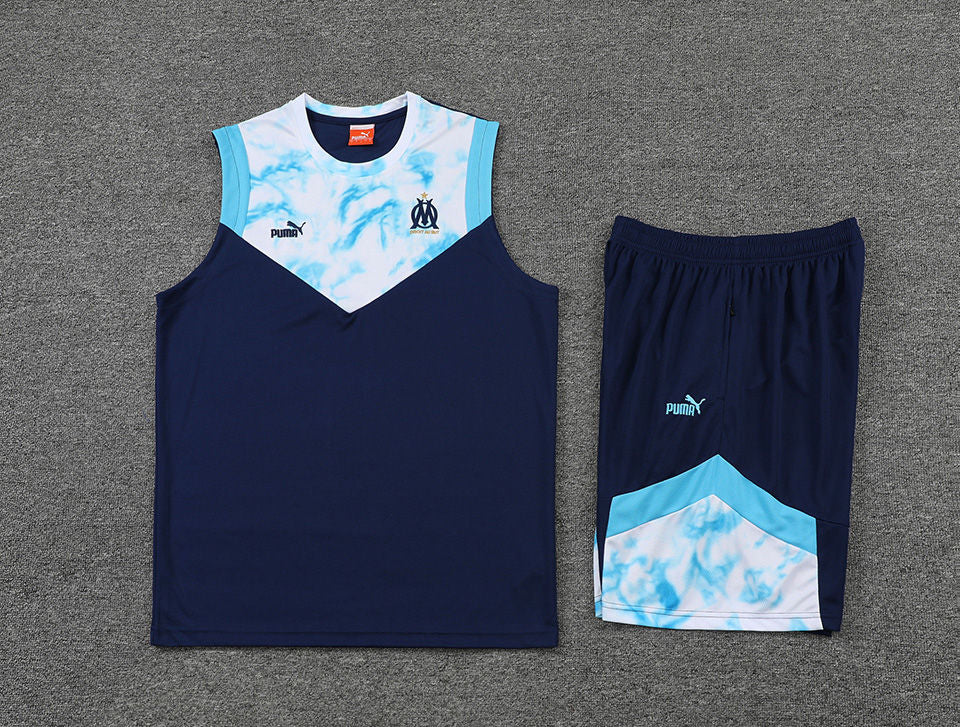 Marseille Dark Blue Short Training Set No Sleeves 22/23