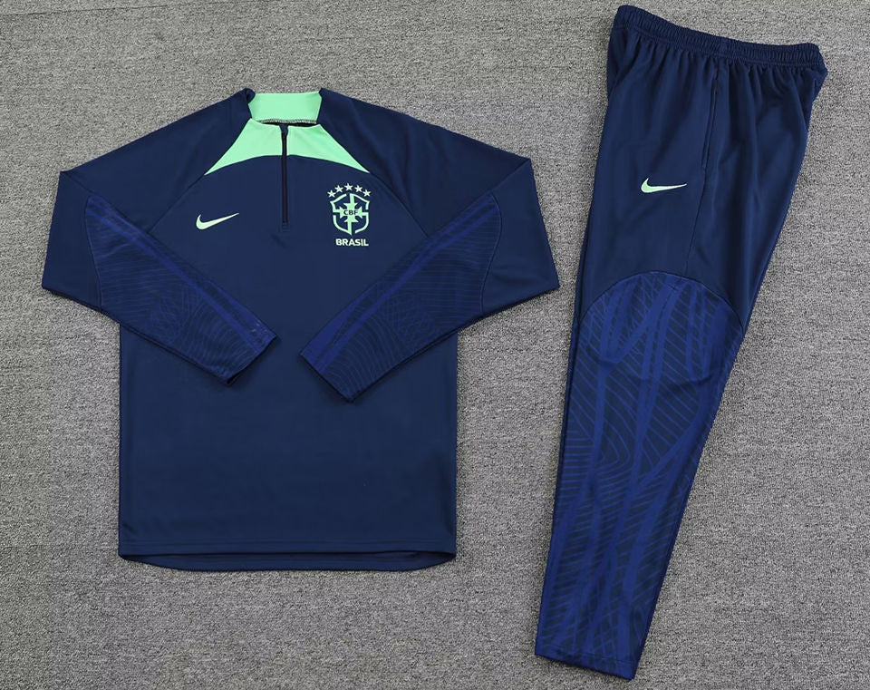 Brazil Dark Blue Halfzip Tracksuit 22/23